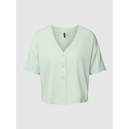 Bluzka z mieszanki wiskozy i lnu z dekoltem w serek model ‘JESMILO’ Vero Moda XS Peek&Cloppenburg 