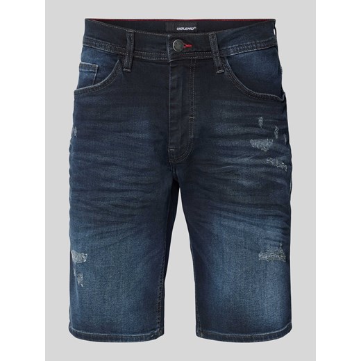 Szorty jeansowe o kroju regular fit z przetarciami ze sklepu Peek&Cloppenburg  w kategorii Spodenki męskie - zdjęcie 170342764