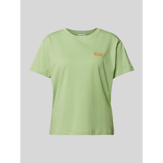 T-shirt z wyhaftowanym napisem ze sklepu Peek&Cloppenburg  w kategorii Bluzki damskie - zdjęcie 170342812