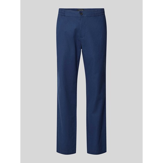 Spodnie o kroju regular fit z mieszanki lnu i bawełny z elastycznym pasem ze sklepu Peek&Cloppenburg  w kategorii Spodnie męskie - zdjęcie 170342992