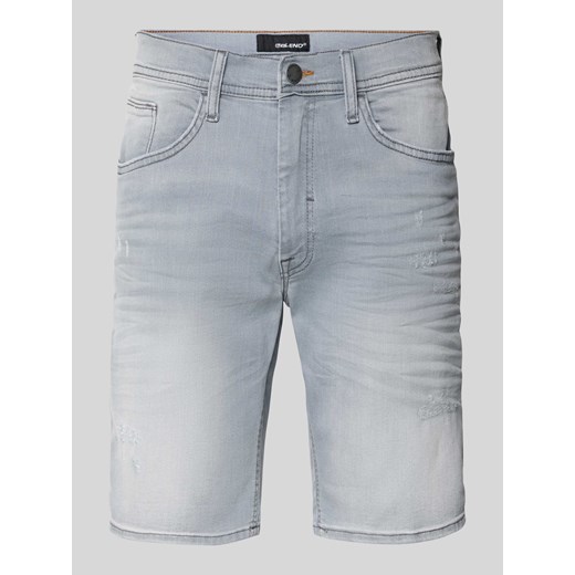 Szorty jeansowe o kroju regular fit z przetarciami ze sklepu Peek&Cloppenburg  w kategorii Spodenki męskie - zdjęcie 170343072