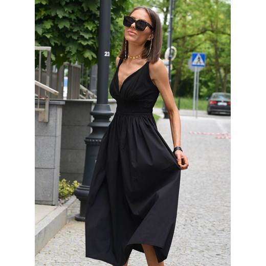Sukienka z gumkami pod biustem czarna ze sklepu forseti.net.pl w kategorii Sukienki - zdjęcie 170343363