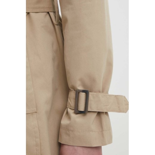 Answear Lab płaszcz damski kolor beżowy przejściowy dwurzędowy ze sklepu ANSWEAR.com w kategorii Płaszcze damskie - zdjęcie 170344713