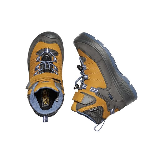 Żółte buty trekkingowe dziecięce Keen sznurowane 