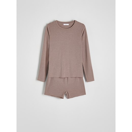 Reserved - Dwuczęściowa piżama z wiskozą - jasnofioletowy ze sklepu Reserved w kategorii Piżamy damskie - zdjęcie 170382641