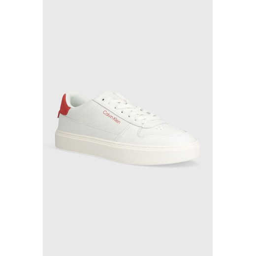 Calvin Klein sneakersy skórzane LOW TOP LACE UP BSKT kolor biały HM0HM01254 ze sklepu ANSWEAR.com w kategorii Buty sportowe męskie - zdjęcie 170383743