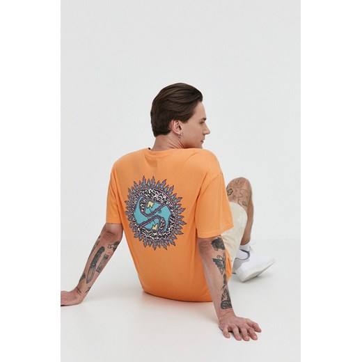 Quiksilver t-shirt bawełniany męski kolor pomarańczowy z nadrukiem ze sklepu ANSWEAR.com w kategorii T-shirty męskie - zdjęcie 170383860
