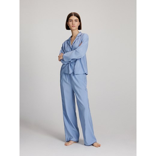 Reserved - Dwuczęściowa piżama z wiskozy - jasnoniebieski ze sklepu Reserved w kategorii Piżamy damskie - zdjęcie 170386084
