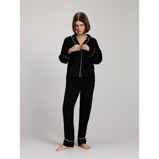 Reserved - Dwuczęściowa piżama z wiskozy - czarny ze sklepu Reserved w kategorii Piżamy damskie - zdjęcie 170386090