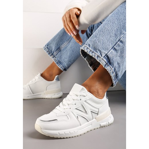 Buty sportowe damskie Born2be sneakersy białe na płaskiej podeszwie 