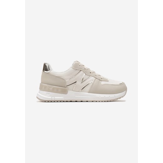 Buty sportowe damskie Born2be sneakersy beżowe sznurowane
