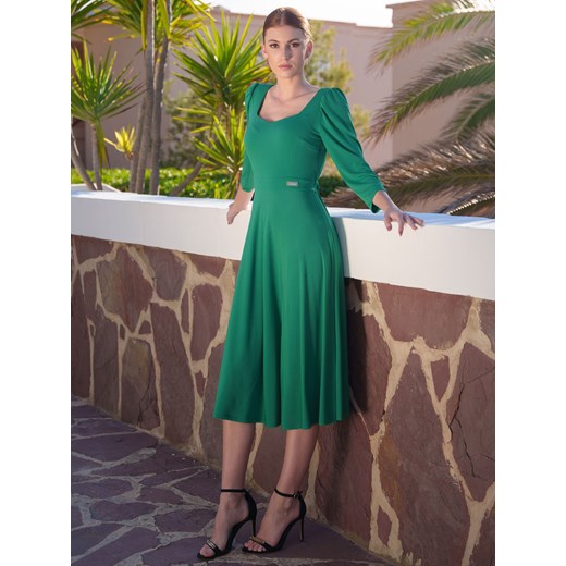 Zielona sukienka rozkloszowana midi L'AF Santana ze sklepu Eye For Fashion w kategorii Sukienki - zdjęcie 170391813