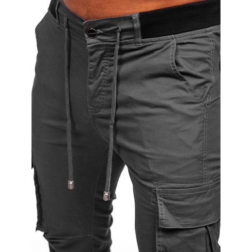Grafitowe spodnie joggery bojówki męskie Denley MP0208GS XL okazyjna cena Denley