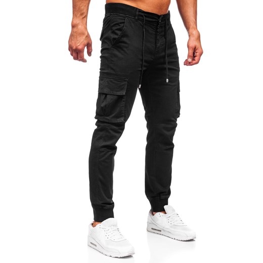 Czarne spodnie joggery bojówki męskie Denley MP0208N 2XL okazyjna cena Denley