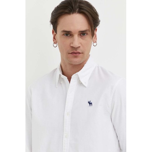 Abercrombie &amp; Fitch koszula męska kolor biały regular z kołnierzykiem Abercrombie & Fitch XL ANSWEAR.com