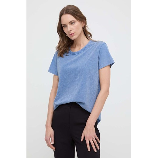 Patrizia Pepe t-shirt bawełniany damski kolor niebieski 8M1593 J183 ze sklepu ANSWEAR.com w kategorii Bluzki damskie - zdjęcie 170394452