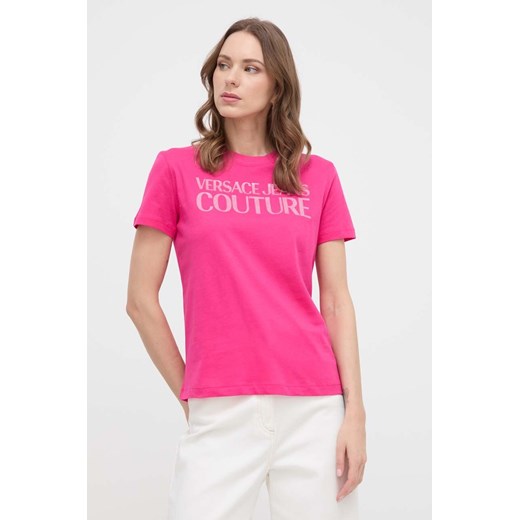 Versace Jeans Couture t-shirt bawełniany damski kolor różowy S ANSWEAR.com