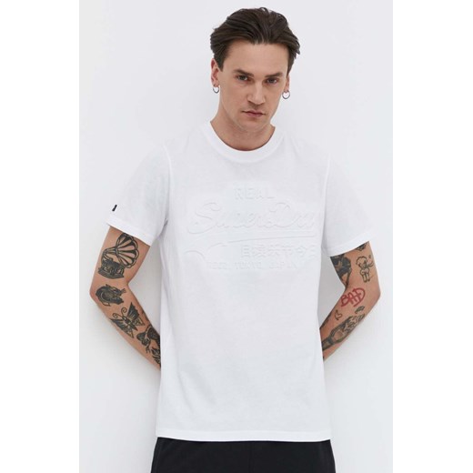 Superdry t-shirt bawełniany męski kolor biały z aplikacją Superdry XL ANSWEAR.com