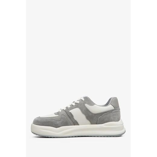Estro: Szaro-białe sneakersy damskie ze skóry i zamszu Estro 39 Estro