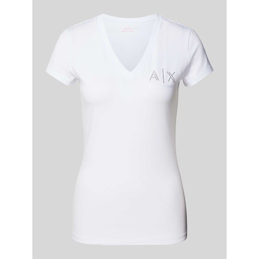 T-shirt z obszyciem z kamieni stras Armani Exchange XS Peek&Cloppenburg 