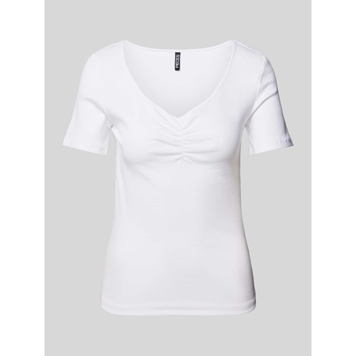 T-shirt z prążkowaniem model ‘TANIA’ ze sklepu Peek&Cloppenburg  w kategorii Bluzki damskie - zdjęcie 170396011