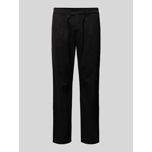 Spodnie o kroju regular fit z zakładkami w pasie i szlufkami na pasek ze sklepu Peek&Cloppenburg  w kategorii Spodnie męskie - zdjęcie 170397142
