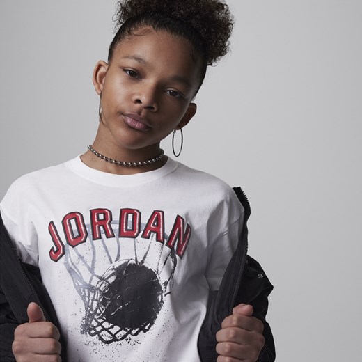 T-shirt dla dużych dzieci z nadrukiem Jordan Hoop Style - Biel Jordan S Nike poland