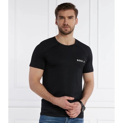 T-shirt męski czarny BOSS HUGO na wiosnę z krótkim rękawem 
