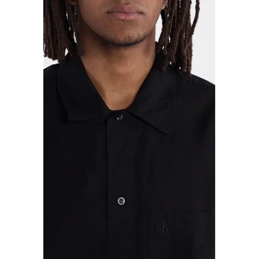 Koszula męska czarna Calvin Klein lniana casual 