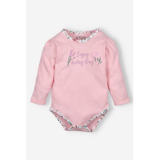 Body niemowlęce PINK FLOWERS z bawełny organicznej - różowe ze sklepu 5.10.15 w kategorii Body niemowlęce - zdjęcie 170405193