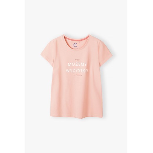 Bawełniany t -shirt damski z napisem "Możemy Wszystko" - różowy Family Concept By 5.10.15. L wyprzedaż 5.10.15