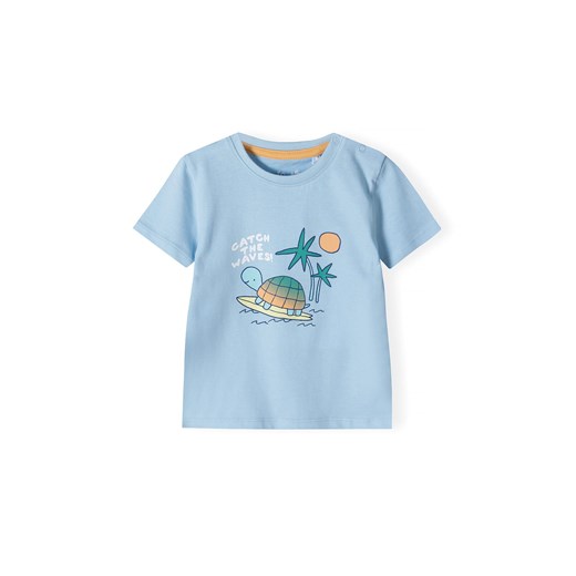 Niebieski bawełniany t-shirt niemowlęcy - wakacyjne nadruki ze sklepu 5.10.15 w kategorii Koszulki niemowlęce - zdjęcie 170405244