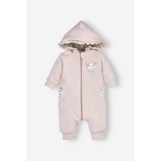 Kombinezon niemowlęcy PINK FLOWERS z bawełny organicznej z kapturem ze sklepu 5.10.15 w kategorii Kombinezony i kurtki - zdjęcie 170405250