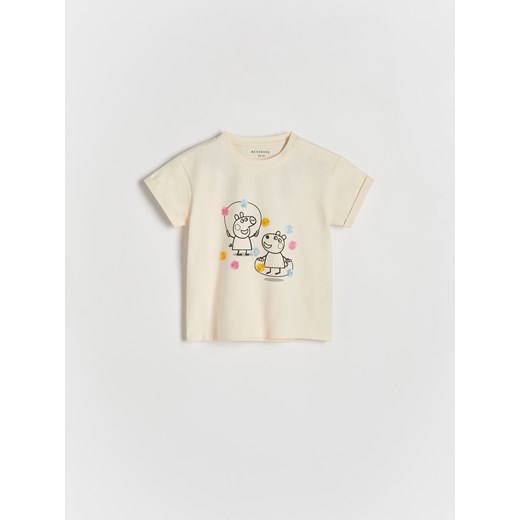 Reserved - T-shirt Świnka Peppa - kremowy ze sklepu Reserved w kategorii Koszulki niemowlęce - zdjęcie 170405803