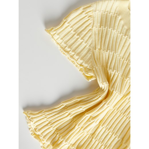 Bluzka damska żółta Reserved z okrągłym dekoltem bawełniana 