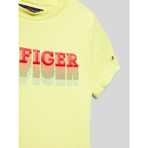 T-shirt chłopięce Tommy Hilfiger żółty z krótkimi rękawami 