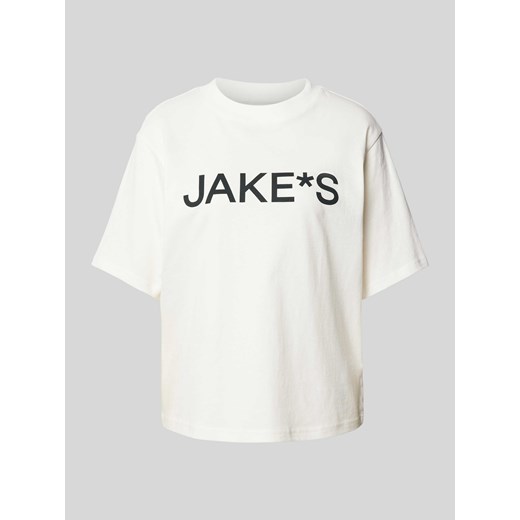 T-shirt z nadrukiem z logo ze sklepu Peek&Cloppenburg  w kategorii Bluzki damskie - zdjęcie 170406764