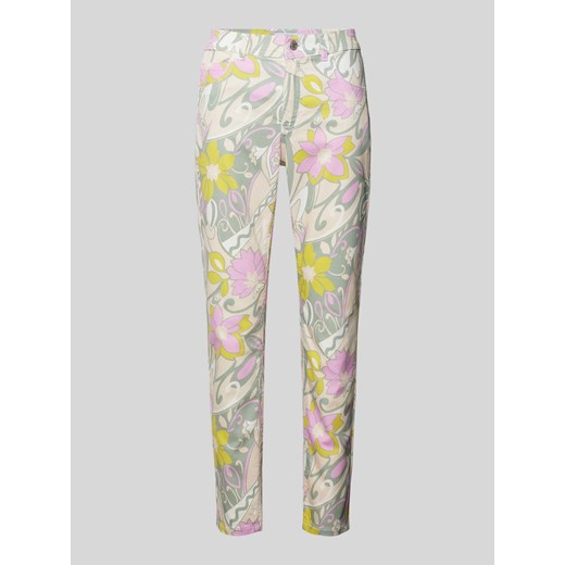 Spodnie o kroju slim fit z kwiatowym nadrukiem na całej powierzchni model ‘ORNELLA’ ze sklepu Peek&Cloppenburg  w kategorii Spodnie damskie - zdjęcie 170407010