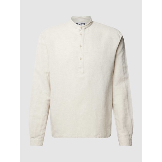 Koszula casualowa z mieszanki lnu i bawełny z listwą guzikową ze sklepu Peek&Cloppenburg  w kategorii Koszule męskie - zdjęcie 170407290
