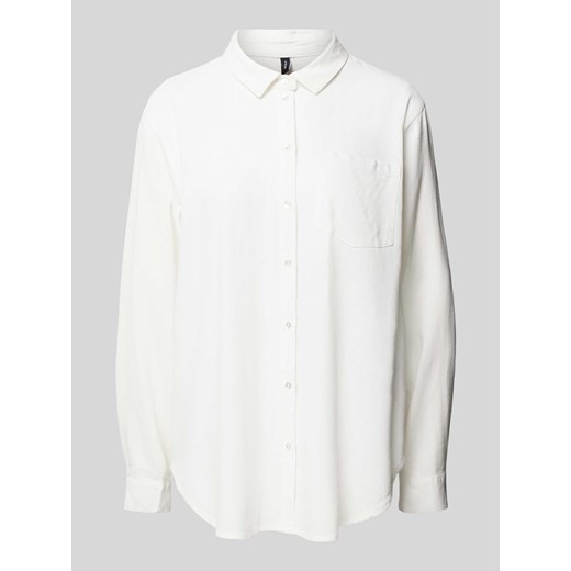 Bluzka z mieszanki wiskozy i lnu w jednolitym kolorze ze sklepu Peek&Cloppenburg  w kategorii Bluzki damskie - zdjęcie 170407912