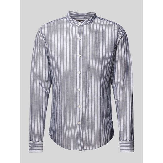 Koszula lniana o kroju slim fit ze stójką ze sklepu Peek&Cloppenburg  w kategorii Koszule męskie - zdjęcie 170408204
