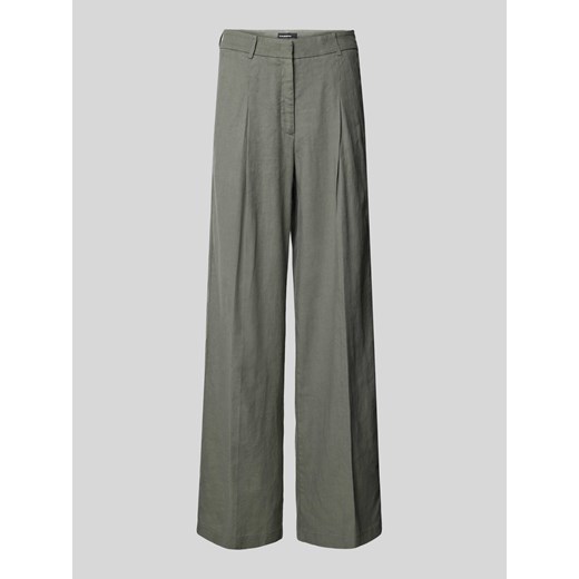 Spodnie lniane z szeroką nogawką i zakładkami w pasie model ‘MIRA’ ze sklepu Peek&Cloppenburg  w kategorii Spodnie damskie - zdjęcie 170408473