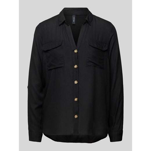 Bluzka koszulowa z nakładanymi kieszeniami z patką na piersi model ‘BUMPY’ Vero Moda XS Peek&Cloppenburg 