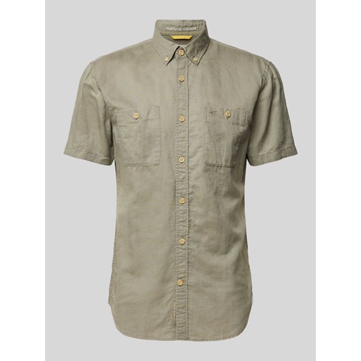 Koszula casualowa z mieszanki lnu i bawełny z kołnierzykiem typu button down ze sklepu Peek&Cloppenburg  w kategorii Koszule męskie - zdjęcie 170408792
