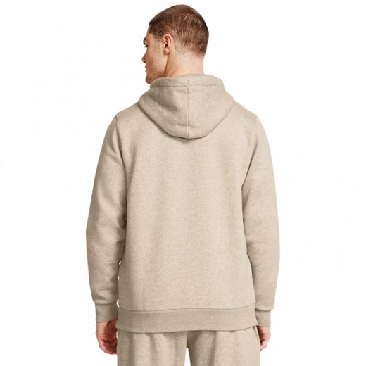 Męska bluza dresowa nierozpinana z kapturem Under Armour UA Icon Fleece Hoodie - beżowa ze sklepu Sportstylestory.com w kategorii Bluzy męskie - zdjęcie 170410693