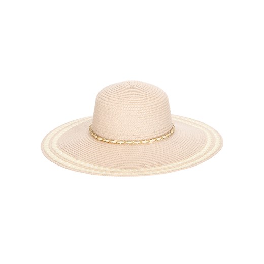 Różowy kapelusz z łańcuszkiem i ażurowym wzorem Eye For Fashion Eye For Fashion Uniwersalny Eye For Fashion