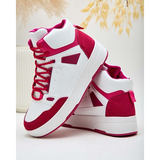 Royalfashion.pl buty sportowe damskie sneakersy czerwone płaskie wiosenne wiązane 