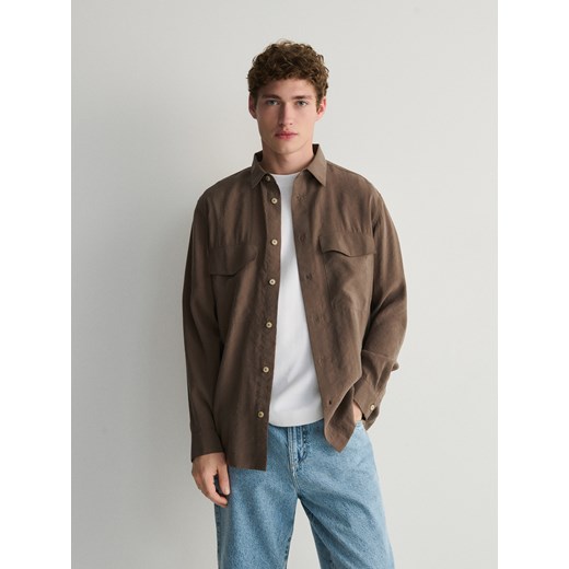 Reserved - Koszula comfort fit z modalu - brązowy ze sklepu Reserved w kategorii Koszule męskie - zdjęcie 170411792