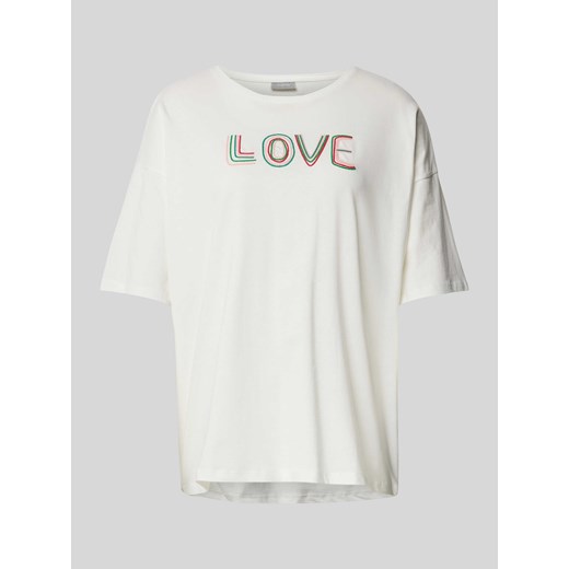 T-shirt o kroju oversized z wyhaftowanym napisem model ‘Koko’ ze sklepu Peek&Cloppenburg  w kategorii Bluzki damskie - zdjęcie 170413574