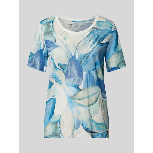 T-shirt lniany z kwiatowym nadrukiem na całej powierzchni model ‘Esra’ ze sklepu Peek&Cloppenburg  w kategorii Bluzki damskie - zdjęcie 170413683